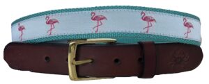 no27 mens flamingo leather belt, leather tab and buckle, club belt, nautical leather belt, groomsmen belt