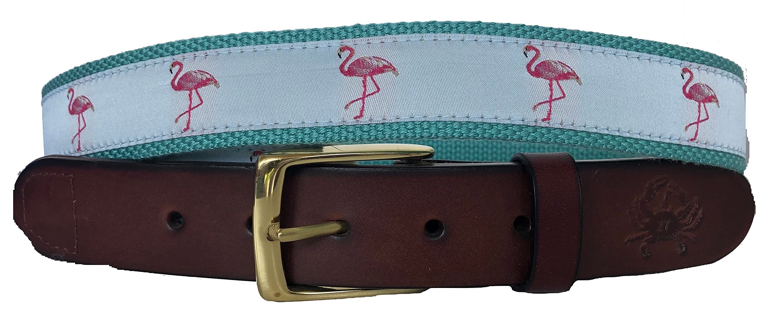 No27 Mens Flamingo Leather Belt, Leather Tab and Buckle, Club Belt, Nautical Leather Belt, Groomsmen Belt