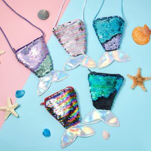 30 Pcs Mermaid Tail Coin Purse for Girls Mermaid Party Favors Mermaid Sequin Coin Purse for Kids Girls Mermaid Birthday Party Decorations