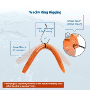 Booms Fishing WR2 Wacky Rig Tool Kit with Coiled Lanyard and 100pcs Fishing O-Rings for Worms