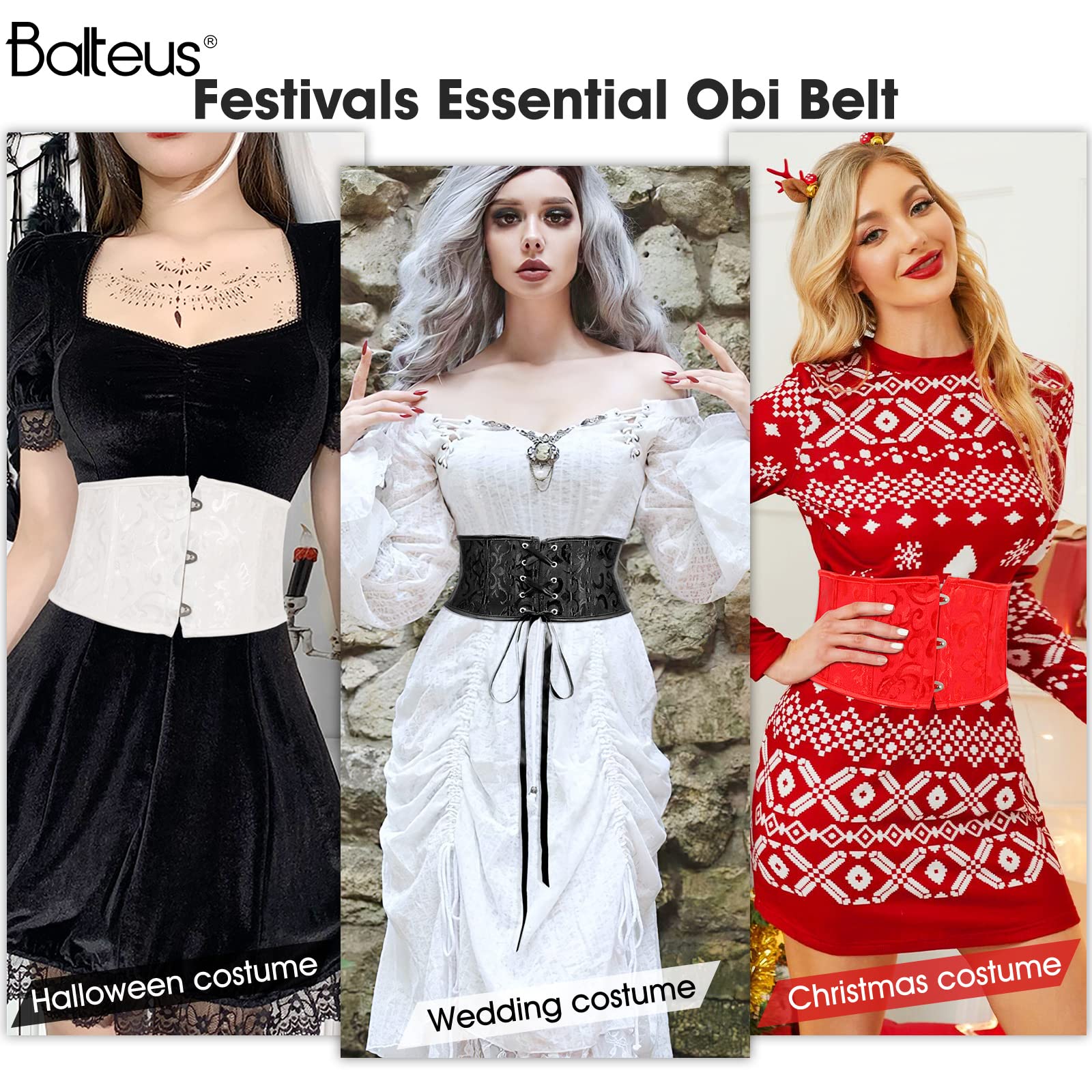 Floral Corset Waist Belt for Women,Lace up Waist Belt Wide Waistband Obi Tied Waspie Belt for Wedding Halloween