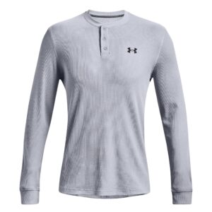 Under Armour Men's UA Waffle Henley Shirt Long Sleeve (Mod Gray/Black - 011, Medium)