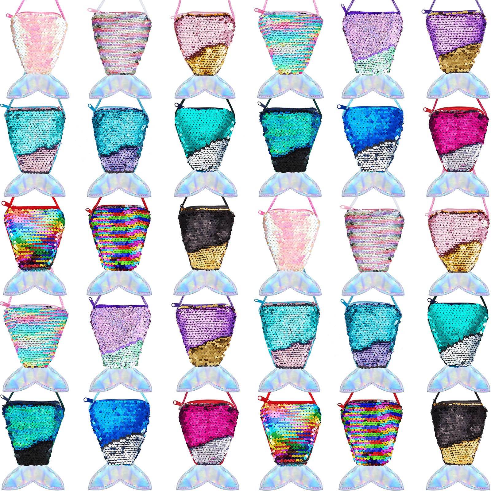 30 Pcs Mermaid Tail Coin Purse for Girls Mermaid Party Favors Mermaid Sequin Coin Purse for Kids Girls Mermaid Birthday Party Decorations