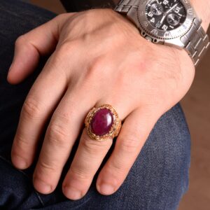 Genuine Real Natural Ruby Gemstone Ring, King Ring, 925 Sterling Silver Ring