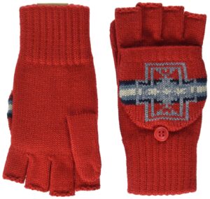 pendleton convertible fingerless mittens, harding red, l/xl