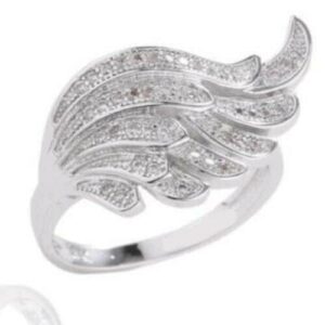 BeBold 3Ct Round Cut Simulated Diamond CZ Elegant Angel Wings Cocktail Ring White Gold Plated