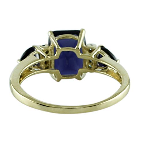 Carillon Iolite Cushion Shape 1.72 Carat Natural Earth Mined Gemstone 925 Sterling Silver Ring Unique Jewelry (Yellow Gold Plated) for Women & Men