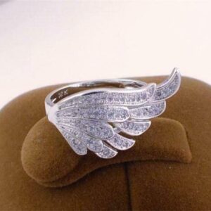 BeBold 3Ct Round Cut Simulated Diamond CZ Elegant Angel Wings Cocktail Ring White Gold Plated