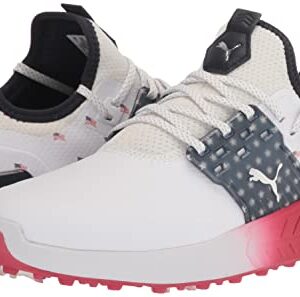 PUMA Golf Men's Ignite Articulate Volition Golf Shoe, Puma White-Puma Silver-Ski Patrol, 10.5