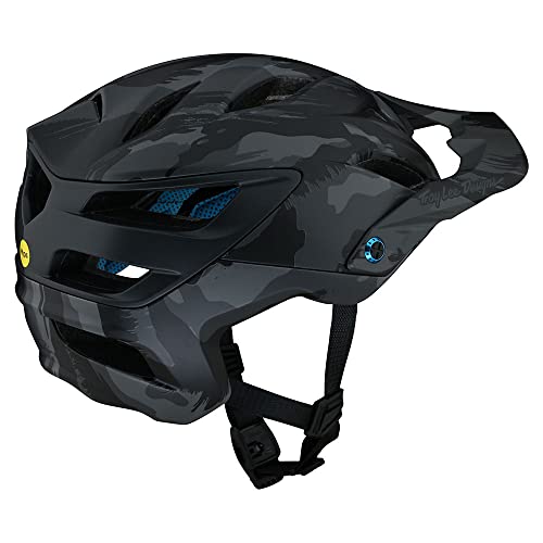 Troy Lee Designs A3 Adult Bicycle Helmet MIPS EPP EPS Premium Lightweight 16 Vents 3-Way Adjustable Detachable Visor All Mountain Enduro Gravel Trail BMX Off-Road MTB - Brushed Camo Blue, MD/LG