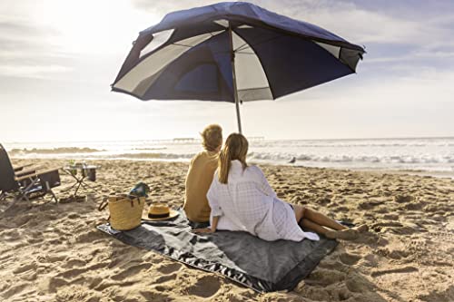 Sport-Brella SunSoul Outdoor Blanket with Slit for Umbrella Pole, Fleece and Water-Resistant for The Beach, Camping, and Picnics, Black