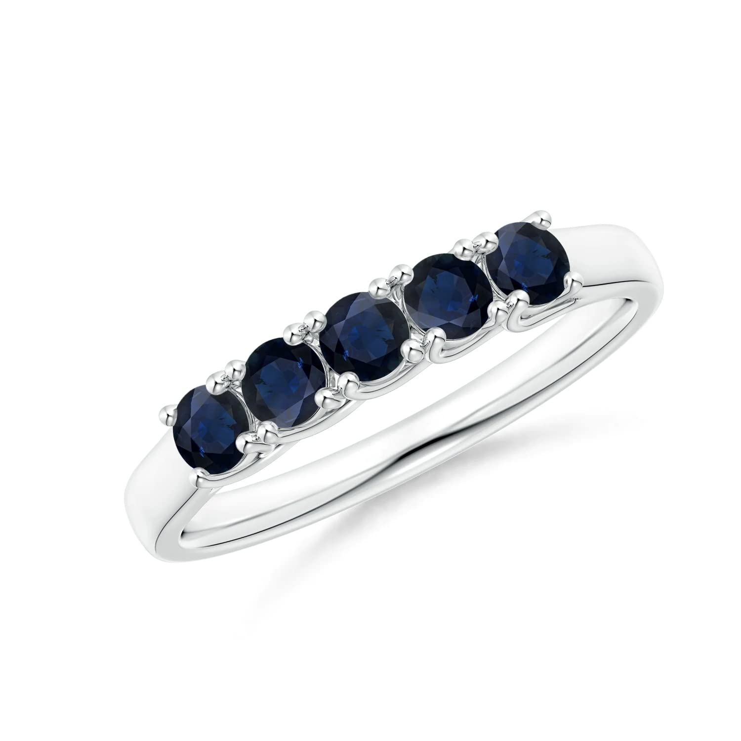 Carillon Eternity Round 0.50 Ctw Blue Sapphire Gemstone 925 Sterling Silver Women Wedding Ring Jewelry (Sterling Silver, 9)