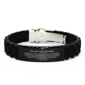 To My Daughter Bracelet from Dad – Exquisite Daughter Gifts From Dad Dad Daughter Bracelet in Black – Sentimental Bracelet To My Daughter From Daddy – Durable and LongLasting – Adjustable Fit, S,