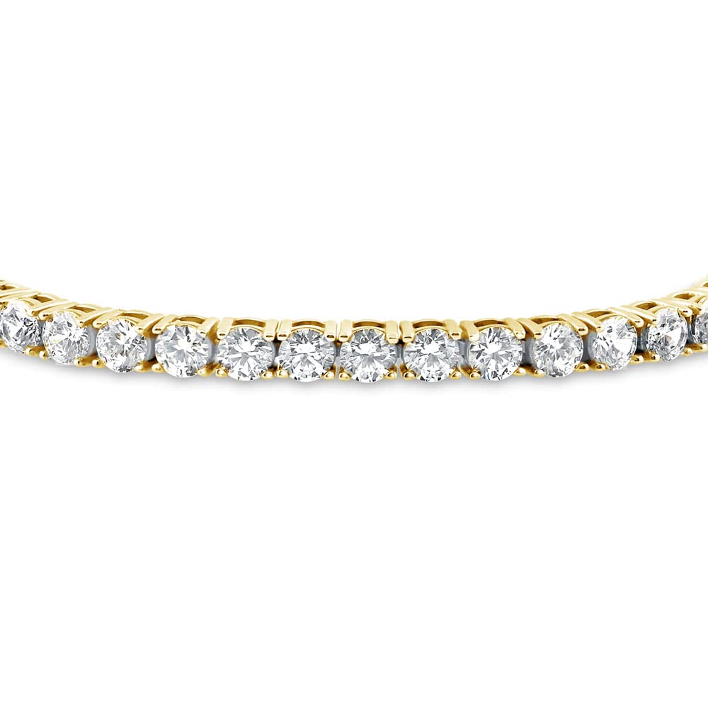 BERRICLE Sterling Silver Cubic Zirconia CZ Fashion Tennis Bracelet for Women, Yellow Gold Flashed 7"