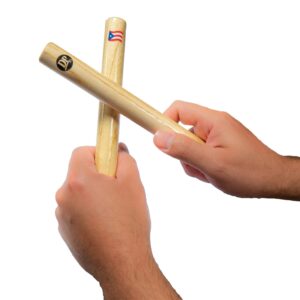 DP Music Hand Percussion Musical Instrument Set - Include: 1 Pair 8 Inch Rhythm Sticks Wood Claves with Puerto Rico Flag and 1 Pair Egg Shakers (DPPR-Clave-GN)