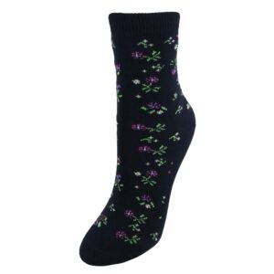 CTM® Women's Assorted Flower Patterned Crew Socks (3 Pairs), Multiple