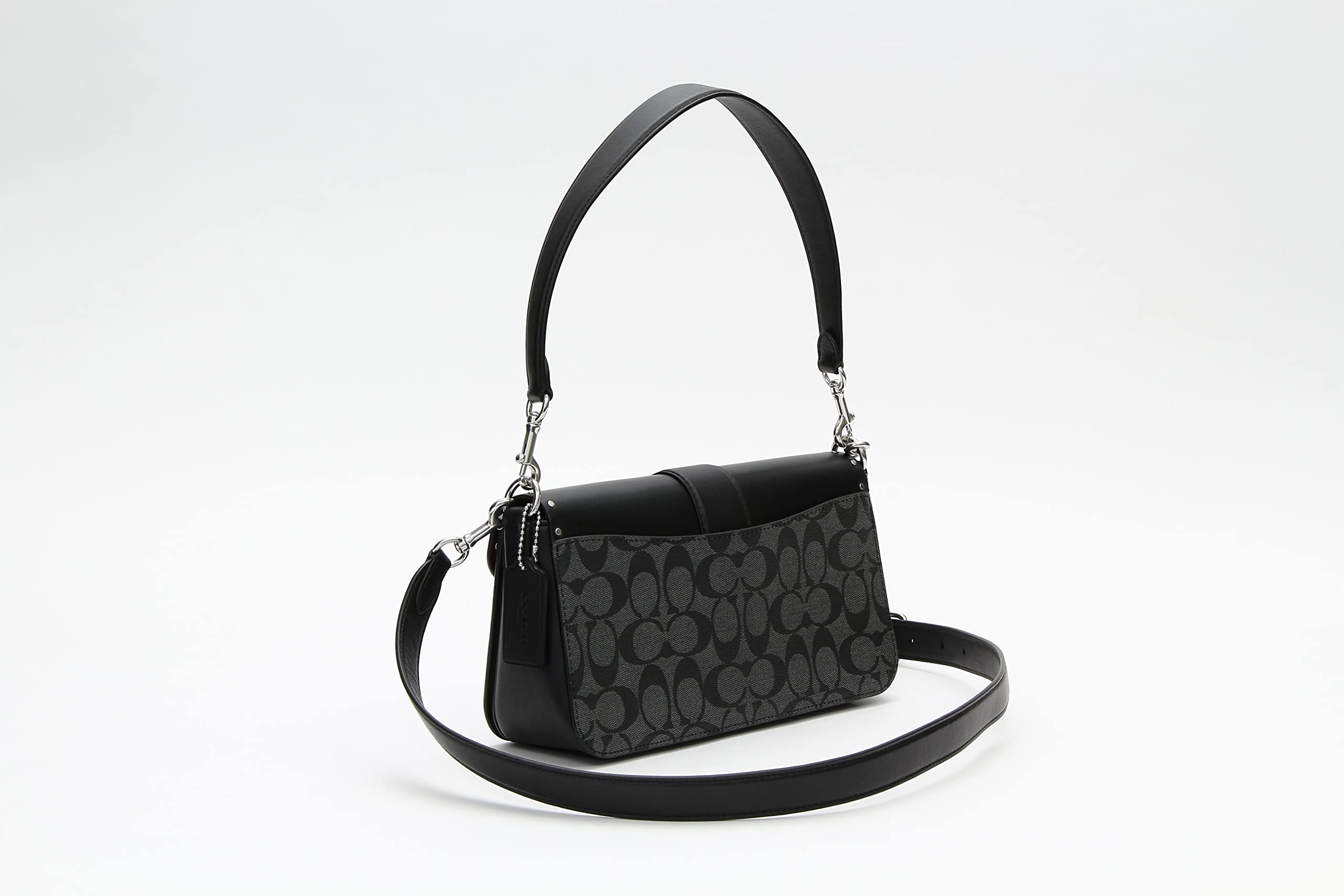 Coach Womens Georgie Shoulder Bag (Colorblock - Rivets - Graphite - Black)