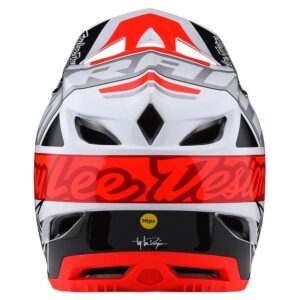 Troy Lee Designs D4 Composite Full Face Bicycle Helmet for Max Ventilation Lightweight MIPS EPP EPS Racing Downhill DH BMX MTB - Adult Men Women (Team Sram White / Glo Red, Medium)