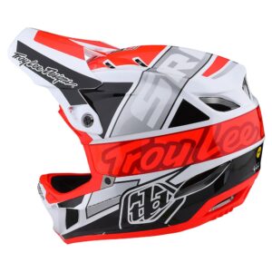 Troy Lee Designs D4 Composite Full Face Bicycle Helmet for Max Ventilation Lightweight MIPS EPP EPS Racing Downhill DH BMX MTB - Adult Men Women (Team Sram White / Glo Red, Medium)