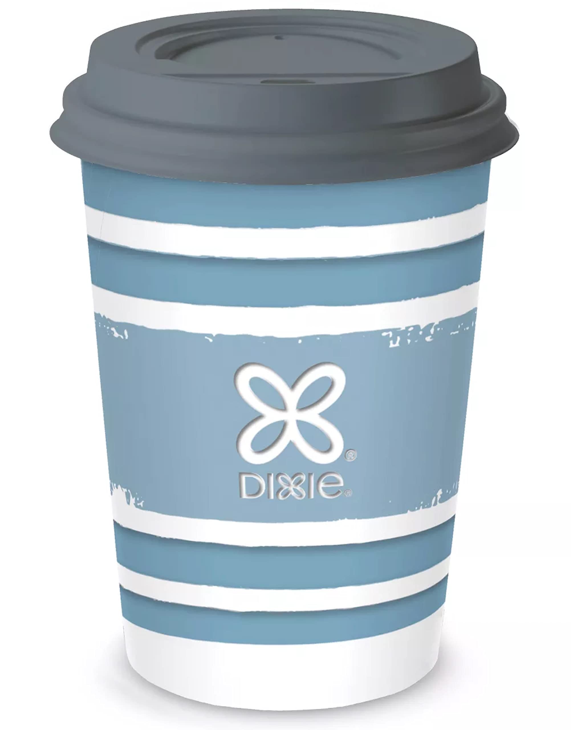 DuraCasa Straws and Dixie To Go Perfectouch Paper Cups and Lids Combo Pack of 26 Count, 12 ounce, Hot Beverage Cups & Lids, Assorted Designs, Disposable Paper Coffee Cups & Lids (26 Ct, 12 Ounce)