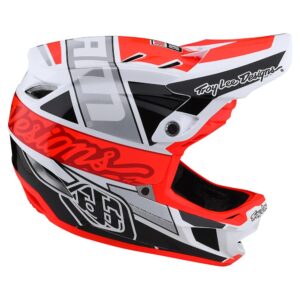 Troy Lee Designs D4 Composite Full Face Bicycle Helmet for Max Ventilation Lightweight MIPS EPP EPS Racing Downhill DH BMX MTB - Adult Men Women (Team Sram White / Glo Red, Medium)