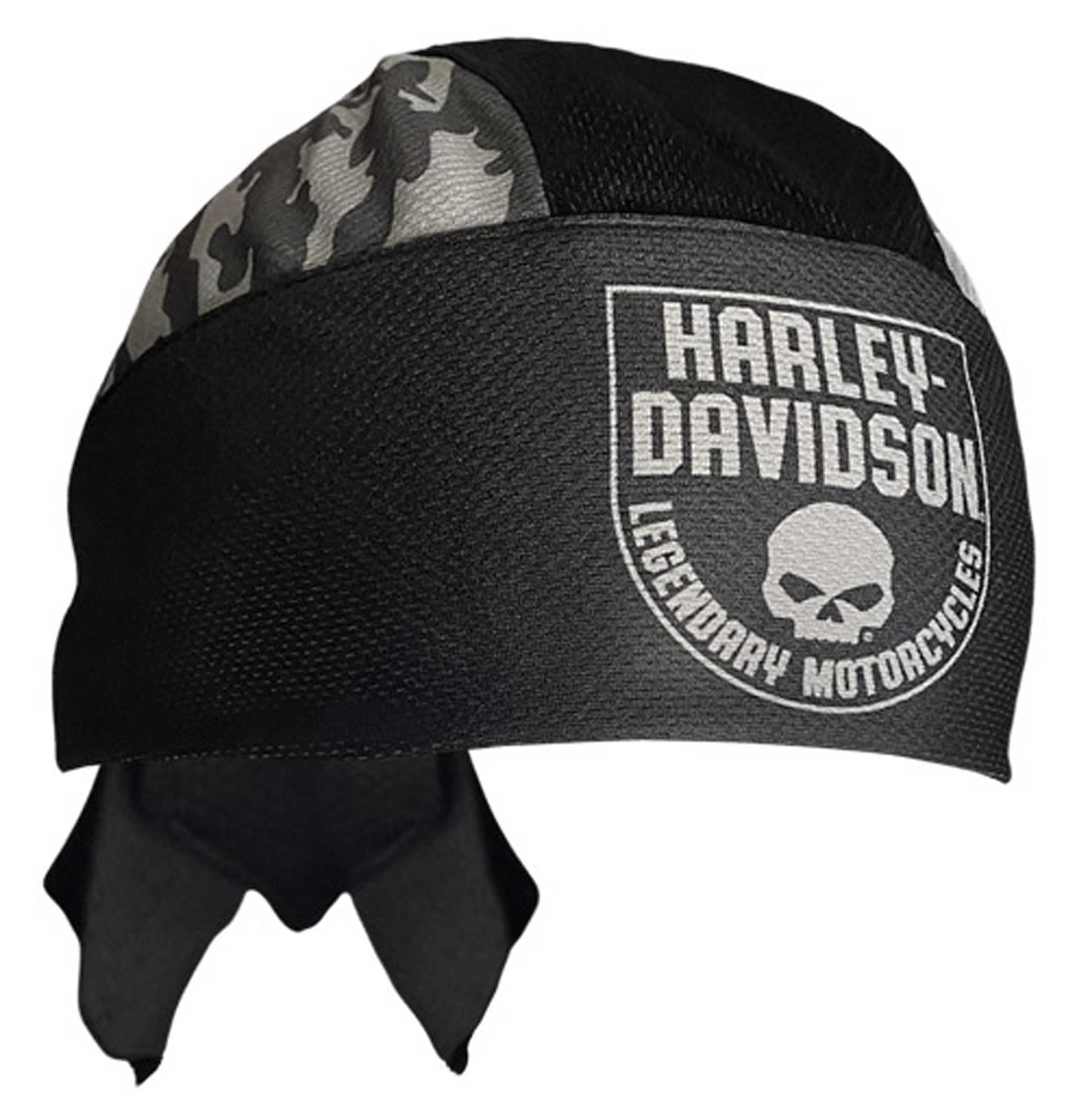 Harley-Davidson Men's Camo Willie G Skull Polyester One Size Headwrap - Black