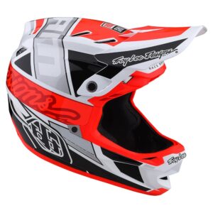 Troy Lee Designs D4 Composite Full Face Bicycle Helmet for Max Ventilation Lightweight MIPS EPP EPS Racing Downhill DH BMX MTB - Adult Men Women (Team Sram White / Glo Red, Medium)