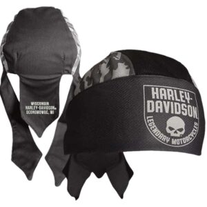 Harley-Davidson Men's Camo Willie G Skull Polyester One Size Headwrap - Black