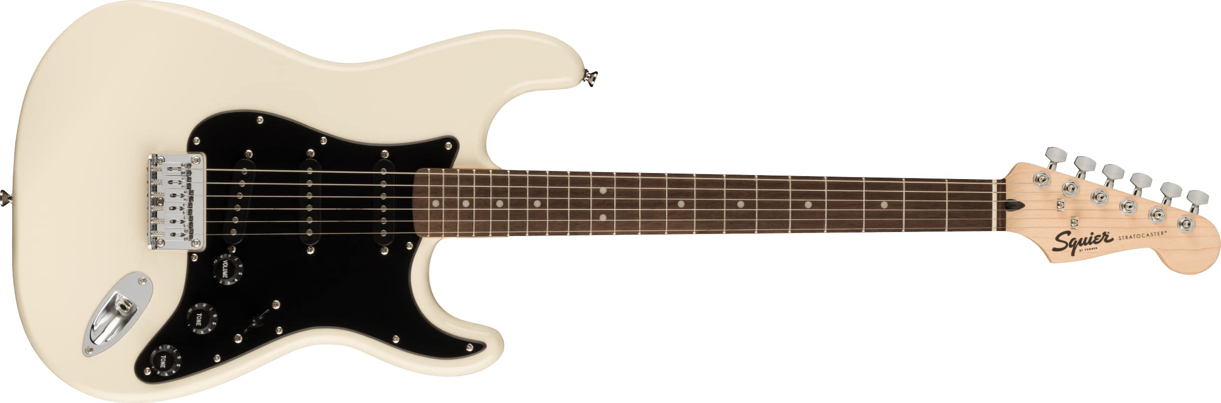 Fender Bullet Stratocaster HT Electric Guitar, Laurel Fingerboard, Black Pickguard - Olympic White