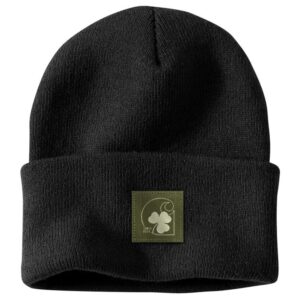 carhartt men's 105217 knit shamrock patch beanie - one size fits all - black