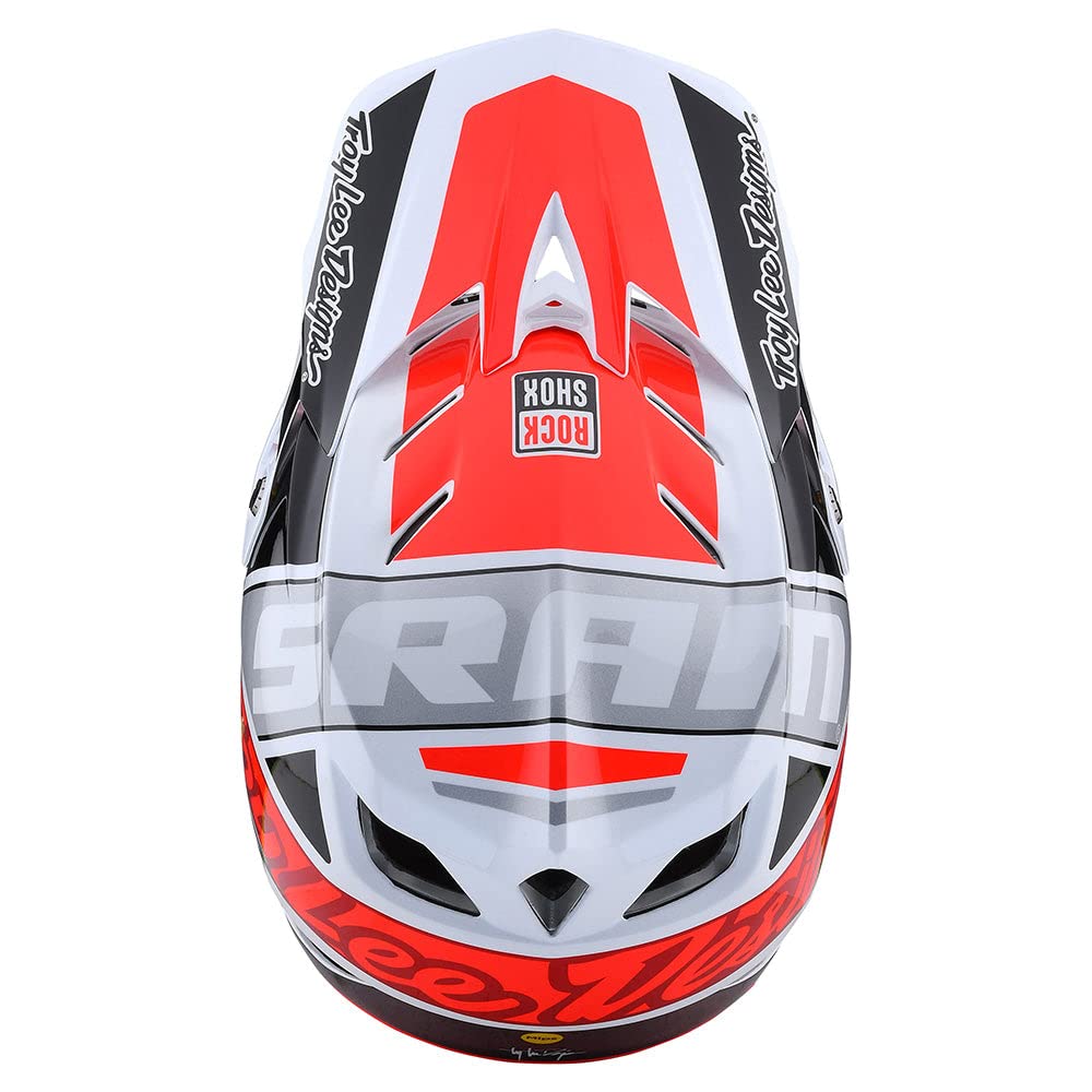 Troy Lee Designs D4 Composite Full Face Bicycle Helmet for Max Ventilation Lightweight MIPS EPP EPS Racing Downhill DH BMX MTB - Adult Men Women (Team Sram White / Glo Red, Medium)