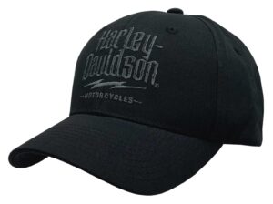 harley-davidson men's electric h-d curved bill snapback baseball cap - black