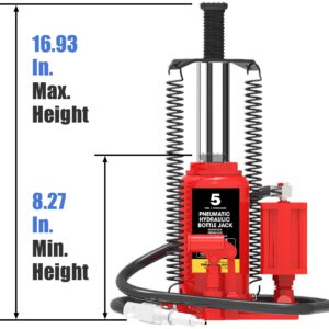 TCE Pneumatic Air Hydraulic Car Bottle Jack for Auto Repair and House Lift, 5 Ton