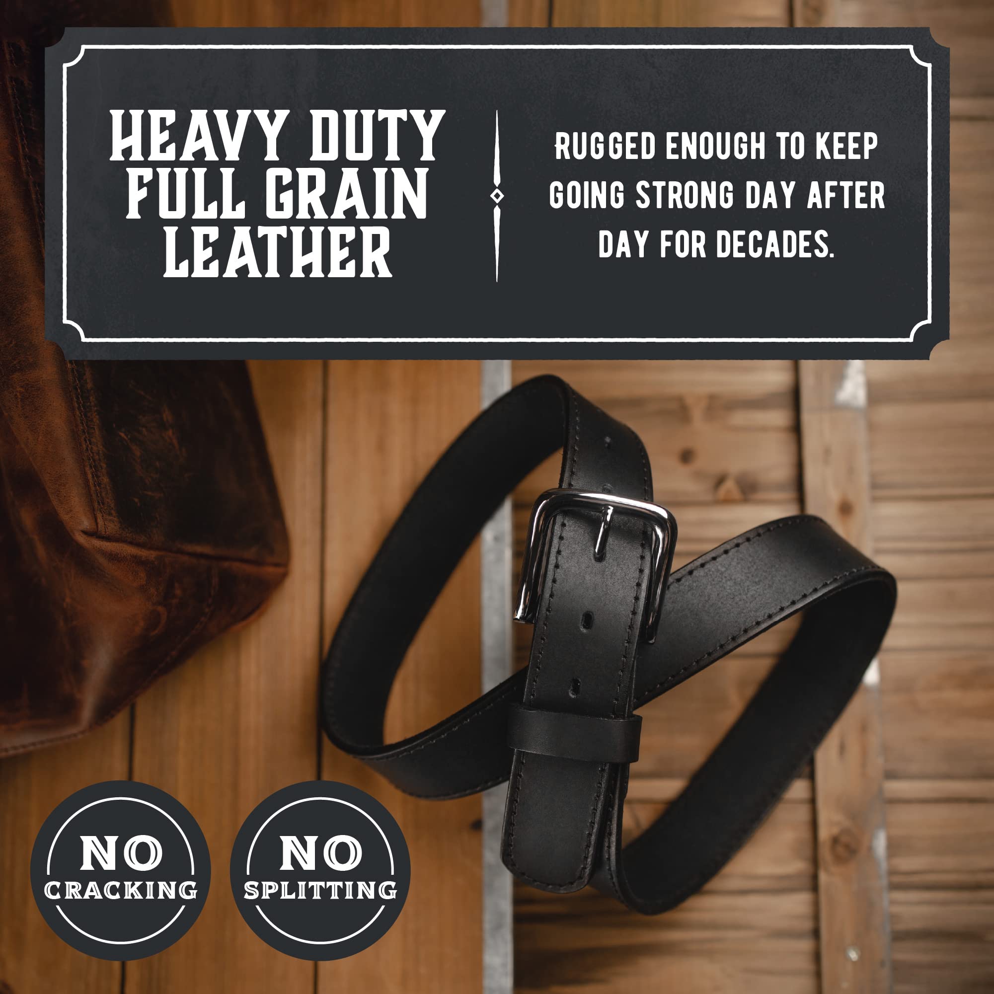 Main Street Forge The Foreman Leather Belt | Made in USA | Full Grain Leather | Mens Belt | Black 46