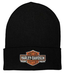 harley-davidson men's timeless bar & shield logo embroidered cuffed beanie hat black