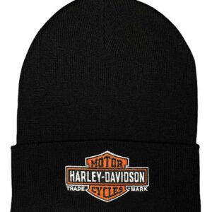 Harley-Davidson Men's Timeless Bar & Shield Logo Embroidered Cuffed Beanie Hat Black