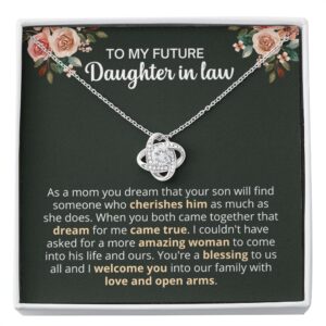 future daughter in law love knot necklace two toned box