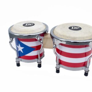 DP Music Mini Bongo Puerto Rico Flag - Percussion Instrument Tunable Drum Set DP-11145PRF 0