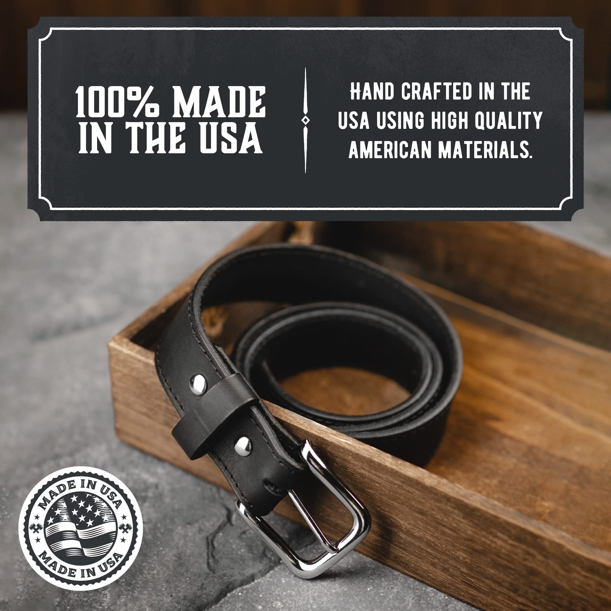 Main Street Forge The Foreman Leather Belt | Made in USA | Full Grain Leather | Mens Belt | Brown 46