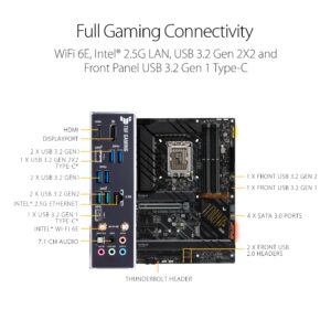 ASUS TUF Gaming Z690-Plus LGA 1700(Intel12th Gen) ATX Motherboard(PCIe 5.0,DDR5,4xNVMe SSD,14+2 Power Stages,WiFi 6,2.5Gb LAN,Front USB 3.2 Gen 2 Type-C Ports,Thunderbolt 4)