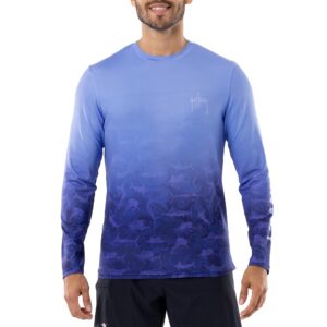 guy harvey men's ombre bills sun protection long sleeve shirt, estate blue/ombre bills, xx-large