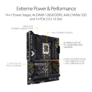 ASUS TUF Gaming Z690-Plus LGA 1700(Intel12th Gen) ATX Motherboard(PCIe 5.0,DDR5,4xNVMe SSD,14+2 Power Stages,WiFi 6,2.5Gb LAN,Front USB 3.2 Gen 2 Type-C Ports,Thunderbolt 4)