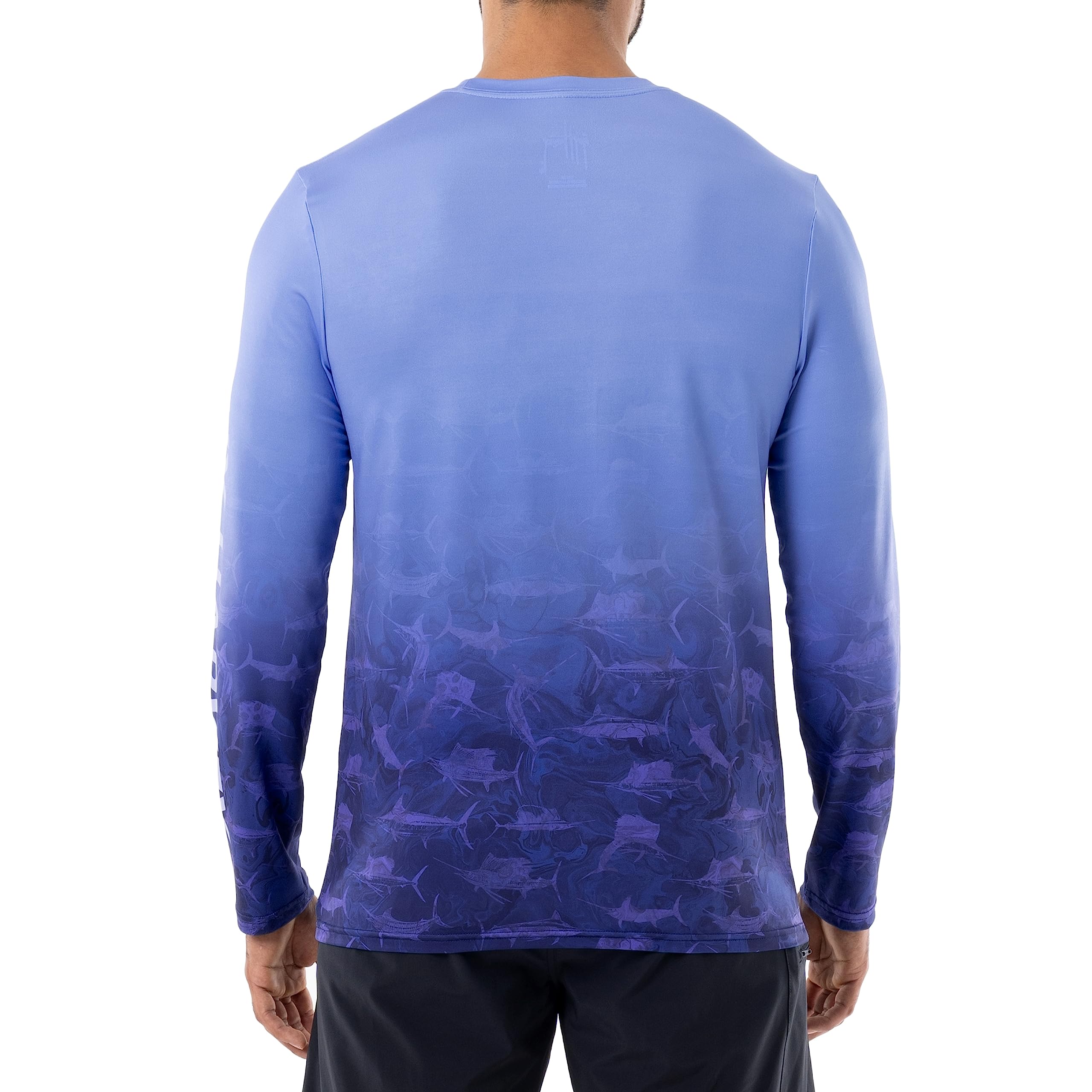 Guy Harvey Men's Ombre Bills Sun Protection Long Sleeve Shirt, Estate Blue/Ombre Bills, XX-Large