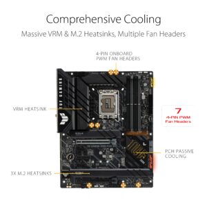 ASUS TUF Gaming Z690-Plus LGA 1700(Intel12th Gen) ATX Motherboard(PCIe 5.0,DDR5,4xNVMe SSD,14+2 Power Stages,WiFi 6,2.5Gb LAN,Front USB 3.2 Gen 2 Type-C Ports,Thunderbolt 4)