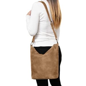 Joy Susan Nori Crossbody Bucket Bag Convertible Tote - Wheat