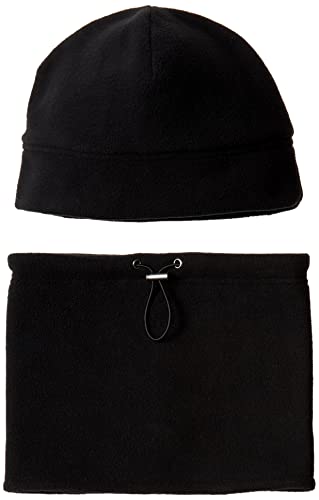 Amazon Essentials Fleece Hat and Gaiter Set, Pack of 2, Black, one Size