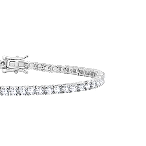 Shineadime 4MM Round Cut Cubic Zirconia Tennis Bracelet For Women 14K White Gold Over 925 Sterling Silver Size-7" Inch Bracelet (Clarity- VVS1, D-Color)