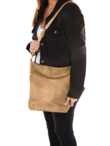 Joy Susan Nori Crossbody Bucket Bag Convertible Tote - Wheat