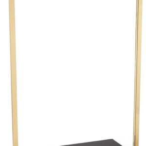 Displays2go Freestanding Garment Display Rack, Recessed LED Lighting, for Retail Boutique - Gold (SMOFCGRLED)