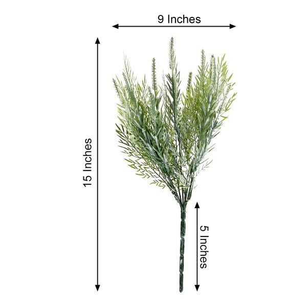 Tableclothsfactory 2 Bushes | 15" Sagebrush Faux Fern Stems, Artificial Plants Greenery Decor - Frosted Green